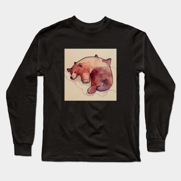 Bear sleeping, autum winter moods Long Sleeve T-Shirt by fistikci